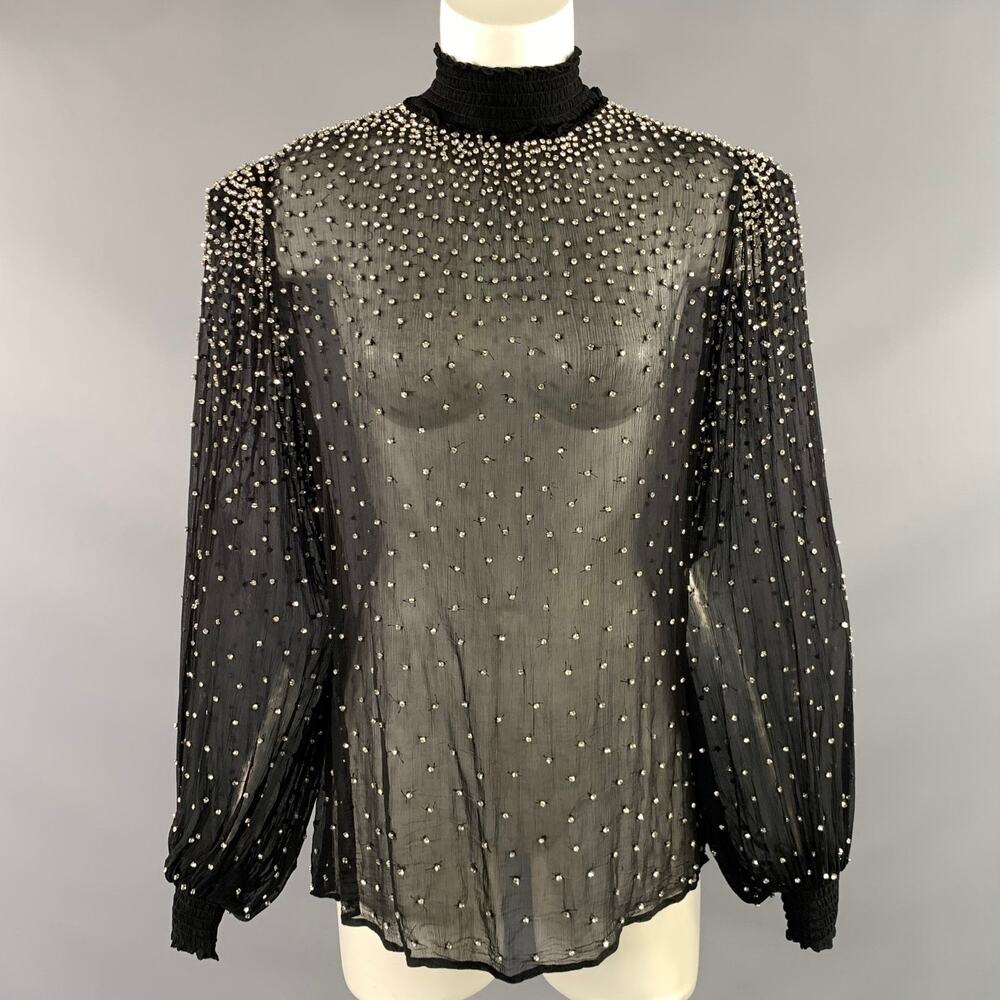 RETROFETE Size XS Viscose High Collar Blouse